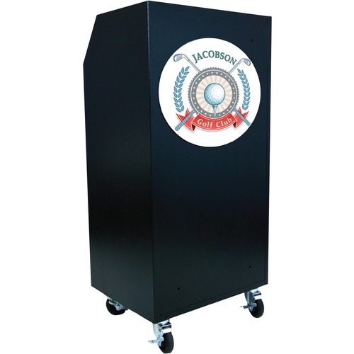 AmpliVox VS1100 - Portable Valet Podium - 100 Key Capacity - Brushed Rectangle Top - 1 Drawers x 24" Table Top Width x 17" Table Top Depth - 49" Height x 24" Width x 19" Depth - Textured, Powder Coated Black - Steel