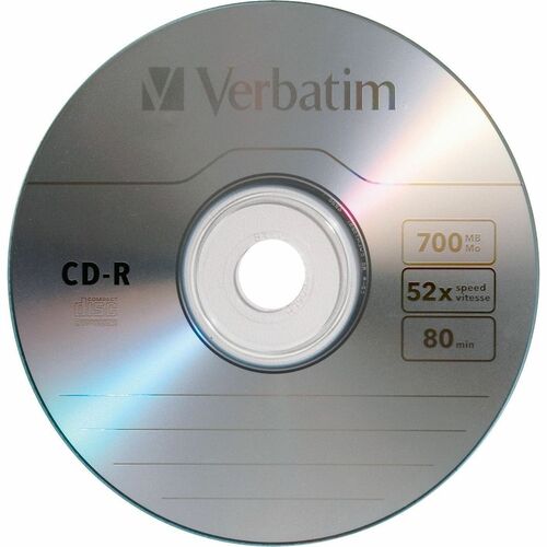 Verbatim CD-R 700MB 52X with Branded Surface - 1pk Slim Case - 1.33 Hour Maximum Recording Time