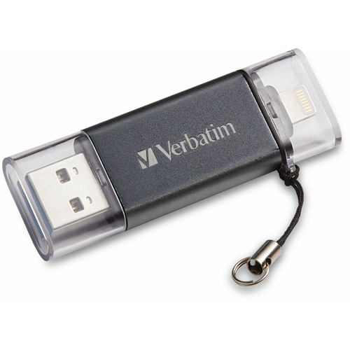 Verbatim 16GB Store 'n' Go Dual Flash Drive - 16 GB - USB 3.2 (Gen 1) Type A, Lightning - Graphite - Lifetime Warranty - 1 Each = VER49304