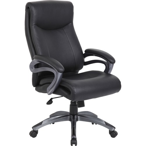 Boss B8661 Executive Chair - Black LeatherPlus Seat - Gray Leather Back - Black, Gray Nylon Frame - 5-star Base - 1 Each