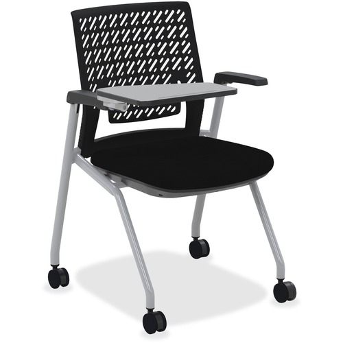 Mayline Thesis - Flex Back, Tablet - Black Fabric Seat - Poly Back - Gray Frame - Four-legged Base - 2 / Carton