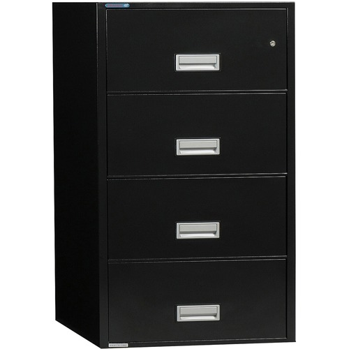 Phoenix World Class Vertical File - 4-Drawer - 25" x 19.9" x 54" - 4 x Drawer(s) for File - Legal - Vertical - Impact Resistant, Fire Resistant, Explosion Resistant, Security Lock - Black
