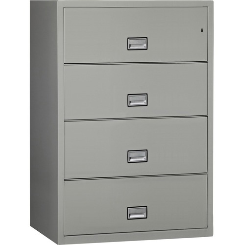 Phoenix World Class Lateral File - 4-Drawer - 31" x 23.6" x 54.7" - 4 x Drawer(s) for File - Lateral - Fire Resistant, Explosion Resistant, Impact Resistant, Security Lock - Light Gray