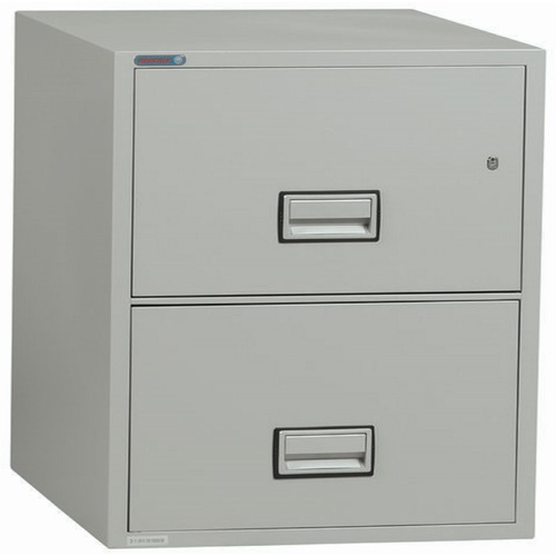 Phoenix World Class Vertical File - 2-Drawer - 25" x 19.9" x 28" - 2 x Drawer(s) for File - Legal - Vertical - Fire Resistant, Explosion Resistant, Impact Resistant, Security Lock - Light Gray