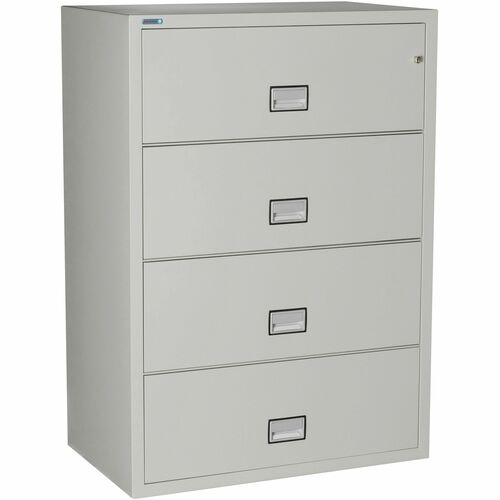Phoenix World Class Lateral File - 4-Drawer - 38.9" x 23.6" x 54.7" - 4 x Drawer(s) for File - Lateral - Fire Resistant, Explosion Resistant, Impact Resistant, Security Lock - Light Gray