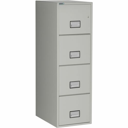 Phoenix World Class Vertical File - 4-Drawer - 16.9" x 25" x 54" - 4 x Drawer(s) for File - Letter - Vertical - Fire Resistant, Explosion Resistant, Impact Resistant, Security Lock - Light Gray