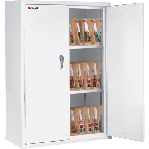 FireKing CF4436-MD File Cabinet - 36" x 19.3" x 44" - 3 x Shelf(ves) - Letter - Fire Resistant, Key Lock, Adjustable Divider - Arctic White - Powder Coated - Insulated File Cabinets - FIRCF4436MDAW