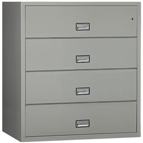 Phoenix World Class Lateral File - 4-Drawer - 44" x 23.6" x 54.7" - 4 x Drawer(s) for File - Lateral - Fire Resistant, Explosion Resistant, Impact Resistant, Security Lock - Light Gray