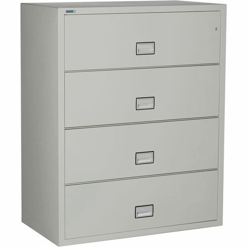 Phoenix World Class Lateral File - 4-Drawer - 44" x 23.6" x 54.7" - 4 x Drawer(s) for File - Lateral - Fire Resistant, Explosion Resistant, Impact Resistant, Security Lock - Light Gray