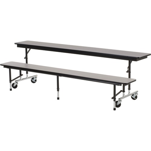 Virco MTC Series Mobile Convertible Bench Table 96" x 15" Top - Gray Nebula Rectangle, High Pressure Laminate (HPL) Top - Adjustable Height - 27" to 29" Adjustment x 96" Table Top Width x 15" Table Top Depth x 0.75" Table Top Thickness - Assembly Required