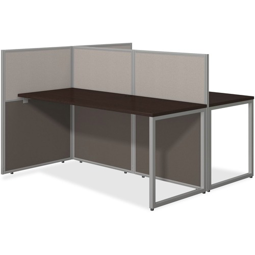Bush Business Furniture Easy Office 60W 2 Person Straight Desk Open Office - For - Table TopThermofused Laminate (TFL), Mocha Cherry Top x 1" Table Top Thickness - 44.88" Height x 60.04" Width x 60.04" Depth - Assembly Required - Light Gray, Storm Gray - 
