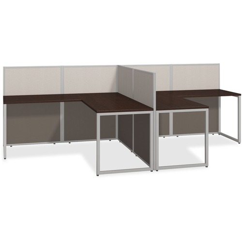 Bush Business Furniture Easy Office 60W 2 Person L Desk Open Office - 3-Drawer - 60" x 119.1"44.9" , 1" Work Surface - 3 Drawer(s) - Material: Engineered Wood - Finish: Mocha Cherry