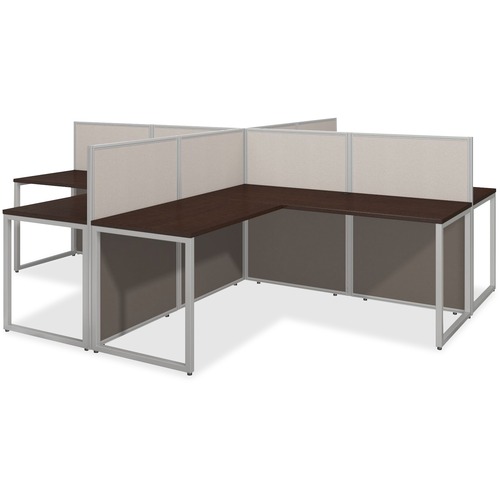 Bush Business Furniture Easy Office 60W 4 Person L Desk Open Office - Thermofused Laminate (TFL) L-shaped Top - 119.09" Table Top Width x 119.09" Table Top Depth x 1" Table Top Thickness - 44.88" HeightAssembly Required - Mocha Cherry - Engineered Wood, F