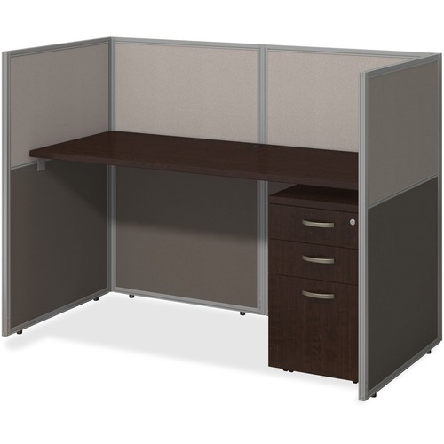 Bush Business Furniture Easy Office 60W Stght Desk Closed Office w/3 Drawer Pedestal - For - Table TopRectangle Top - 3 Drawers x 61.02" Table Top Width x 30.51" Table Top Depth - 44.88" Height - Assembly Required - Mocha Cherry, Light Gray, Storm Gray - 