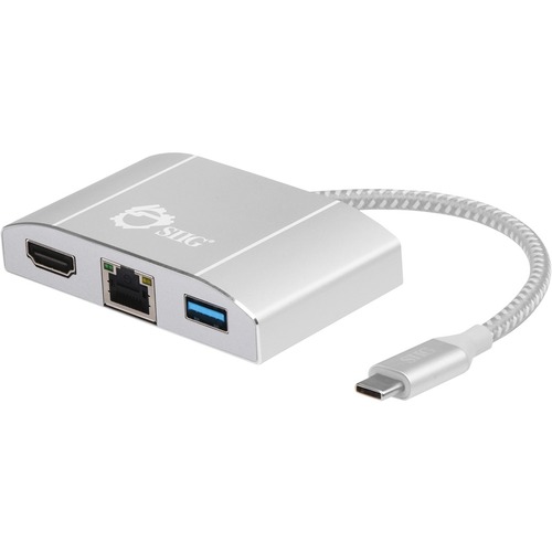 SIIG USB 3.1 Type-C LAN Hub with HDMI Adapter- 4K ready - AV/Data Transfer Cable for Notebook - First End: 1 x USB 3.1 Type C - Male - Second End: 1 x 19-pin HDMI Digital Audio/Video - Female, 1 x 8-pin RJ-45 Network - Female, 2 x 9-pin USB 3.1 Type A - F
