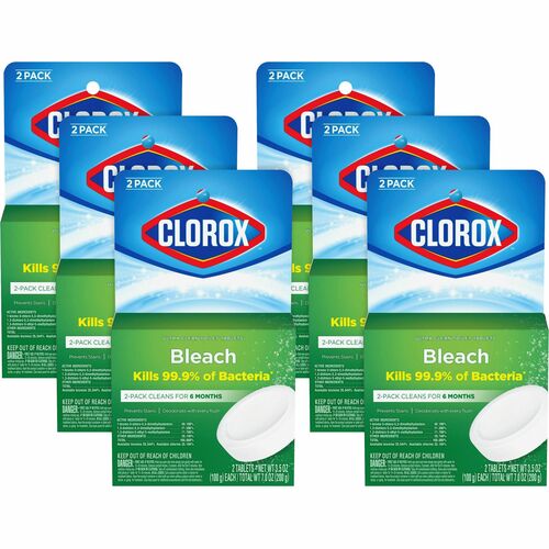 Clorox Ultra Clean Toilet Tablets Bleach - 3.50 oz (0.22 lb) - Deodorize - White - 2 Pack - 6 / Carton