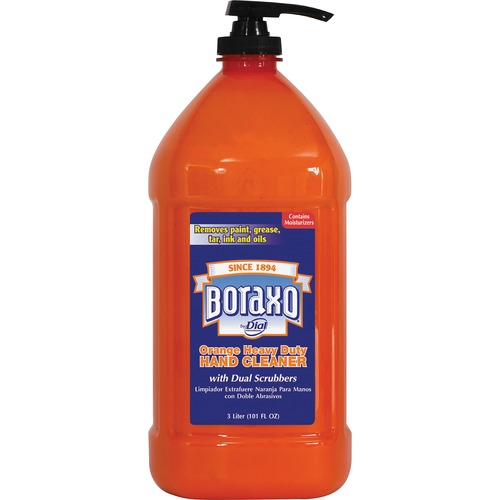 Boraxo Heavy-Duty Hand Cleaner - 101.4 fl oz (3 L) - Pump Bottle Dispenser - Grease Remover, Grime Remover, Ink Remover, Tar Remover, Paint Remover - Hand, Skin - Moisturizing - Orange - Heavy Duty - 1 Each