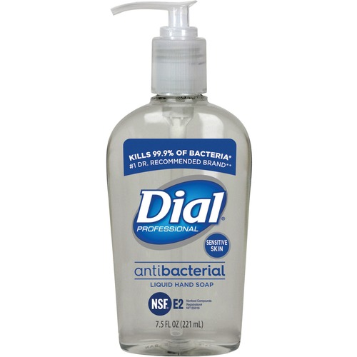 Dial Sensitive Skin Antibacterial Liquid Hand Soap - 7.5 fl oz (221.8 mL) - Pump Bottle Dispenser - Hand, Skin - Clear - 12 / Carton