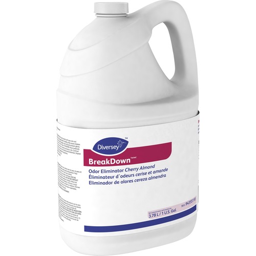 Diversey BreakDown Odor Eliminator - Concentrate Liquid - 128 fl oz (4 quart) - Cherry Almond Scent - 1 Each - Red