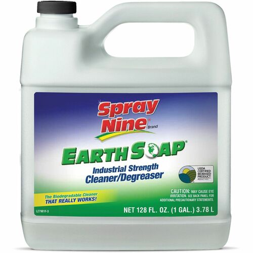 Spray Nine Earth Soap Cleaner/Degreaser - For Multipurpose - Concentrate - 128 fl oz (4 quart) - 4 / Carton - Solvent-free, Phosphate-free, Chemical-free, Bio-based, Butyl-free, Solvent-free - Clear
