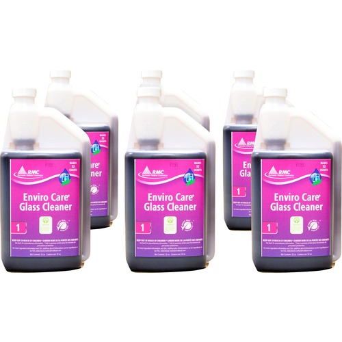 RMC Enviro Care Glass Cleaner - Concentrate - 32 fl oz (1 quart) - 6 / Carton - Bio-based, Streak-free, Ammonia-free, Alcohol-free - Purple