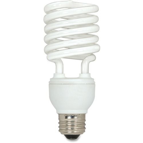 Satco 23-watt T2 Spiral CFL Bulb - 23 W - 100 W Incandescent Equivalent Wattage - 120 V AC - 1600 lm - Spiral - T2 Size - White Light Color - E26 Base - 12000 Hour - 4400.3°F (2426.8°C) Color Temperature - 82 CRI - Ballast-free, Energy Saver, Inst