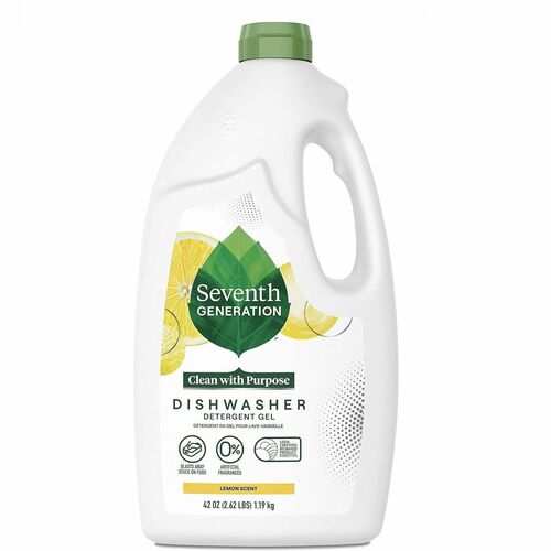 Seventh Generation Dishwasher Detergent - 42 oz (2.62 lb) - Lemon Scent - 6 / Carton - Bio-based, Phosphate-free, Chlorine-free, Fragrance-free, Gluten-free, Dye-free, Residue-free, Scent-free - Clear