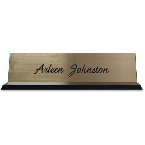 Xstamper Acrylic Base Desk Sign - 1 Each - 8" Holding Width x 2" Holding Height - Rectangular Shape - Double Sided - Durable - Acrylic, Plastic - Black