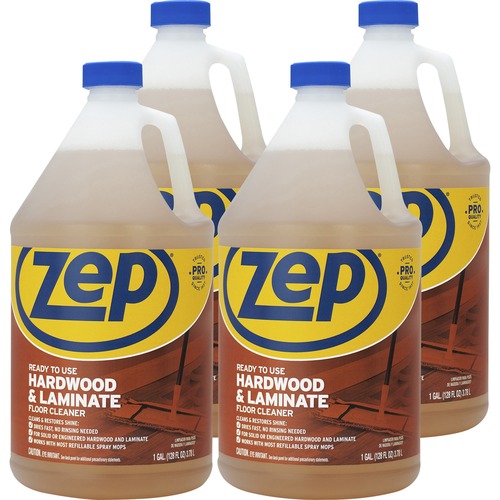 Zep Hardwood & Laminate Floor Cleaner - 128 fl oz (4 quart) - Fresh ScentBottle - 4 / Carton - Non-sticky - Brown