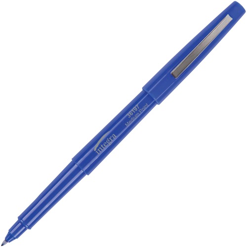 Integra Medium-point Pen - Medium Pen Point - Blue Water Based Ink - Blue Barrel - Resin Tip - 1 Dozen