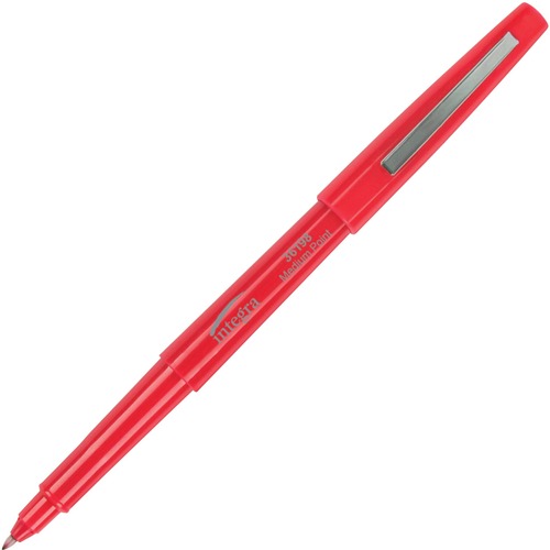 Integra Medium-point Pen - Medium Pen Point - Red Water Based Ink - Red Barrel - Resin Tip - 1 Dozen