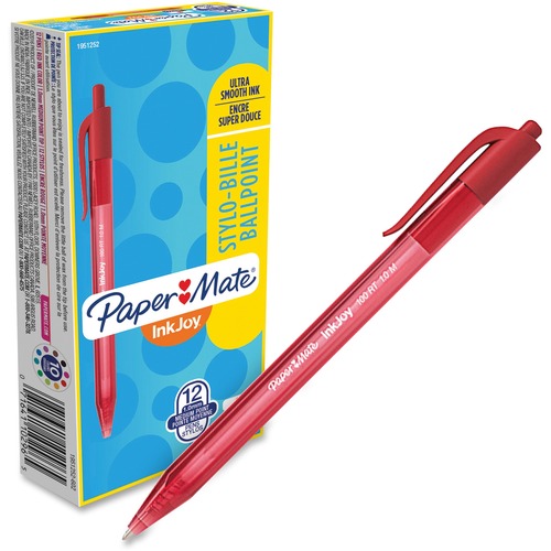 Paper Mate InkJoy 100 RT Pens - Medium Pen Point - 1 mm Pen Point Size - Retractable - Red - Translucent Barrel