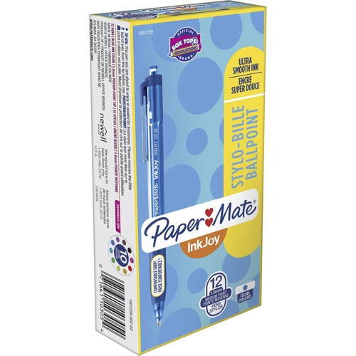 Paper Mate Inkjoy 300 RT Ballpoint Pens - 1 mm Pen Point Size - Retractable - Blue - Blue Barrel - 1 Dozen = PAP1951259