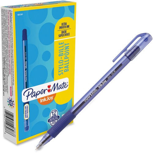 Paper Mate Inkjoy 300 Extra-smooth Ballpoint Pens - Medium Pen Point - 1 mm Pen Point Size - Blue - Clear Barrel - 12 / Dozen
