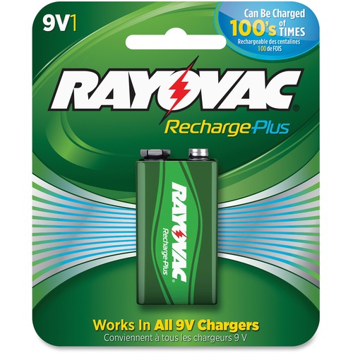 Rayovac Recharge Plus 9-volt Battery - For Multipurpose - Battery Rechargeable - 9V - 200 mAh - 9 V DC - 6 / Carton