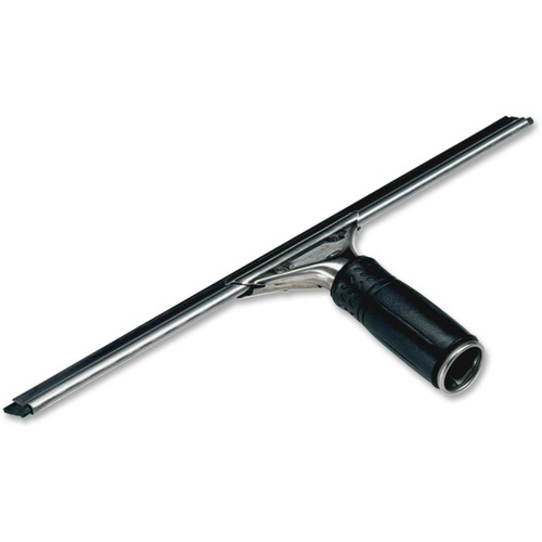 Unger 18" Pro Stainless Steel Complete Squeegee - 18" Blade - Rubber Handle - Non-slip Grip, Ergonomic, Quick Lock - Black, Silver - 10 / Carton
