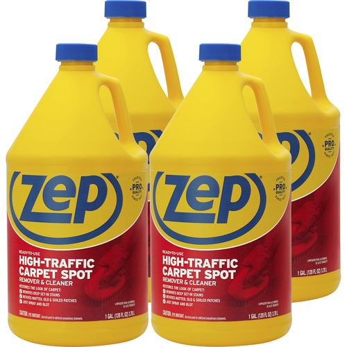 Zep High-Traffic Carpet Spot Remover & Cleaner - 128 fl oz (4 quart) - 4 / Carton - Red