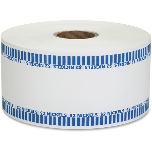 PAP-R Color-coded Coin Machine Wrappers - 1000 ft Length - 1900 Wrap(s)Total $2.00 in 40 Coins of 5¢ Denomination - 15 lb Basis Weight - Kraft - Blue, White - 1900 / Roll