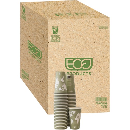 Eco-Products Renewable Resource Hot Drink Cups - 50 / Pack - 500 / Carton - Multi - Polylactic Acid (PLA), Resin, Paper, Biopolymer, Plastic - Hot Drink, Coffee