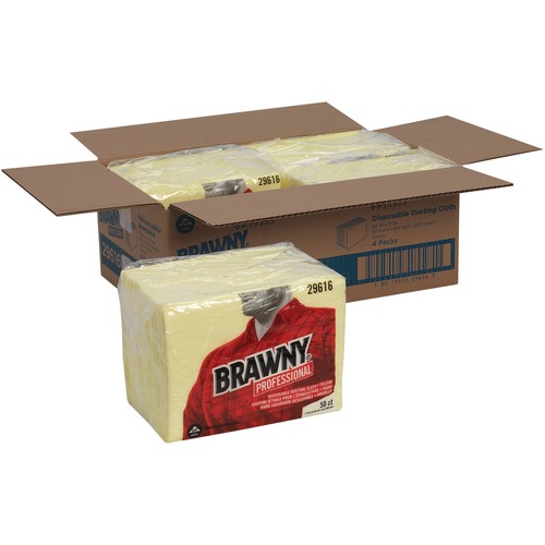 Brawny® Professional Disposable Dusting Cloths - Wipe - 17" Width x 24" Length - 50 / Pack - 4 / Carton - Yellow