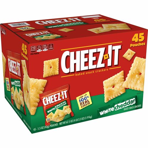 Cheez-It&reg White Cheddar Crackers - Individually Wrapped - White Cheddar - Bag - 1.50 oz - 45 / Carton