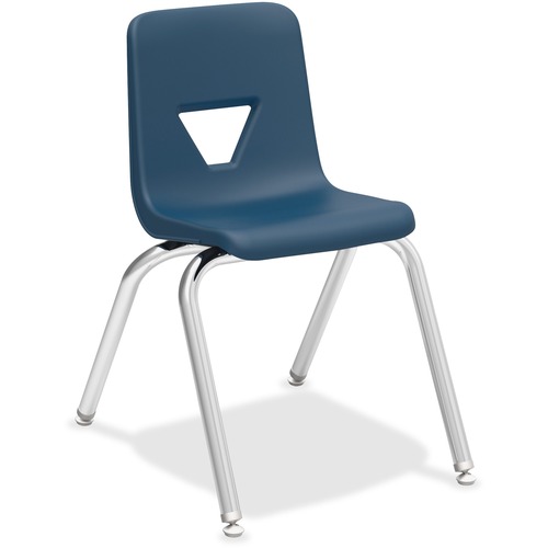 Lorell 16" Seat-height Student Stack Chairs - Four-legged Base - Navy - Polypropylene - 4 / Carton