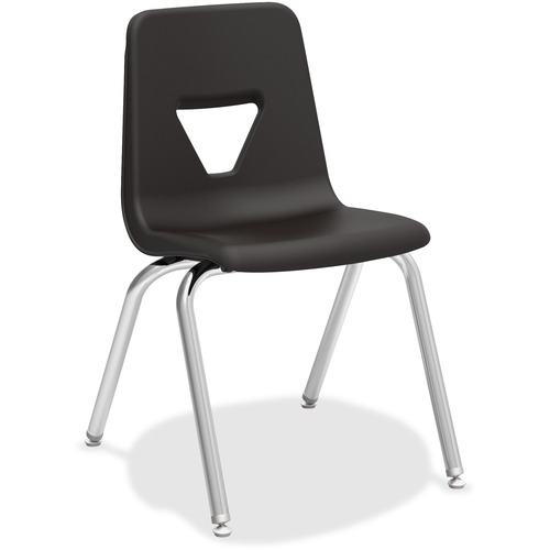 Lorell 18" Seat-height Student Stack Chairs - Four-legged Base - Black - Polypropylene - 4 / Carton