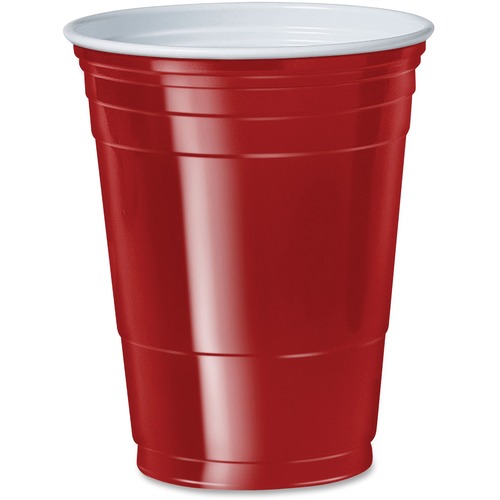 Solo 16 oz Plastic Cold Party Cups - 50 / Pack - Red - Plastic, Polystyrene - Cold Drink, Party