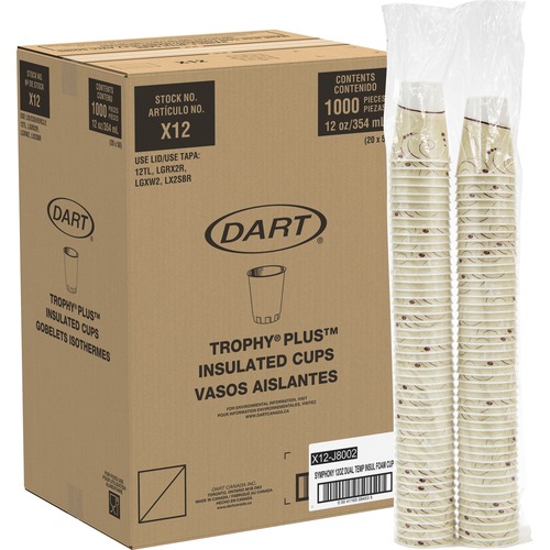 Solo Trophy Plus 12 oz Symphony Insulated Hot/Cold Cups - 100.0 / Pack - 10 / Carton - Beige - Foam - Hot Drink, Cold Drink, Beverage