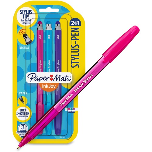 Sanford Paper Mate InkJoy 2-in-1 Stylus-Pen - 3 Pack - Assorted - Tablet Device Supported