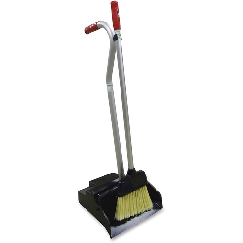 Unger Ergo Dustpan/Broom Combo - Aluminum Handle - Black, Silver, Red Handle - 6 / Carton