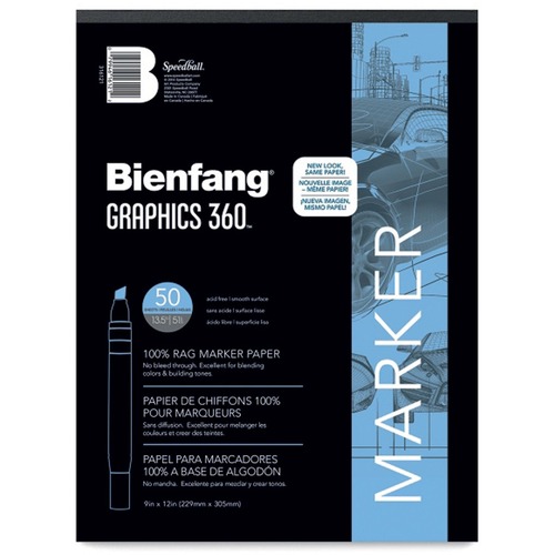 Bienfang Graphics 360 Marker Paper Pad - 50 Sheets - Glued - 13.50 lb Basis Weight - 51 g/m² Grammage - 11" x 14" - Translucent Paper - Smooth, Acid-free, Bleed Resistant - Sketch Pads & Drawing Paper - SBA316130