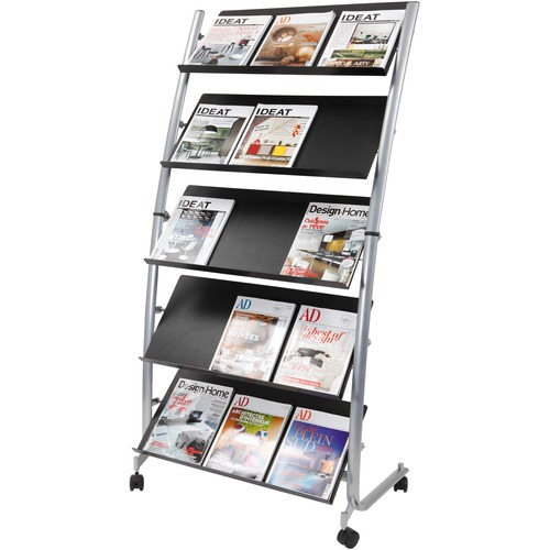 Alba Large Mobile Literature Display - 350 x Sheet - 5 Compartment(s) - Compartment Size 12.99" x 28.35" - 65.4" Height x 32.3" Width x 20.1" DepthFloor - Built-in Wheels - Metal, ABS Plastic - 1 Each