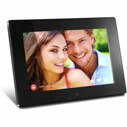 Aluratek 10 inch WiFi Digital Photo Frame - 10" LCD Digital Frame - Black - 1024 x 600 - Cable/Wireless - 16:9 - Clock, Slideshow, Calendar, Alarm, Weather Forecast, Auto On/Off Timer, Background Music - Built-in 8 GB - Built-in Music Player, Speaker - US